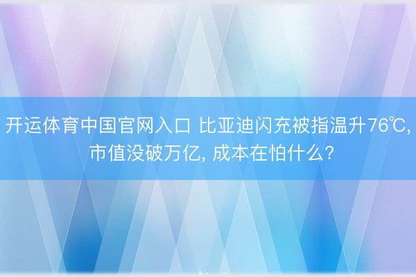 开运体育中国官网入口 比亚迪闪充被指温升76℃， 市值没破万亿， 成本在怕什么?