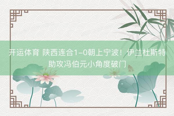 开运体育 陕西连合1-0朝上宁波！伊兰杜斯特助攻冯伯元小角度破门